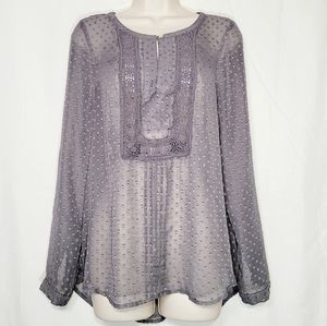Daniel Rainn | Sheer Textured Lace Blouse Size M